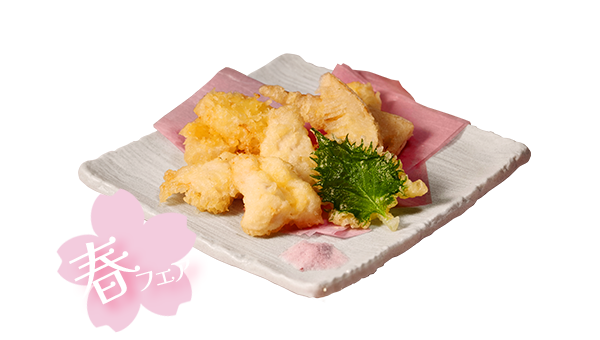 鶏天と春野菜の天ぷら