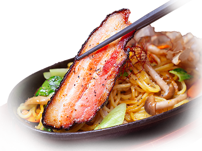 農家の厚切りベーコン塩焼そば