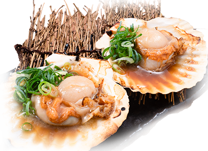 殻付きホタテの炭火焼